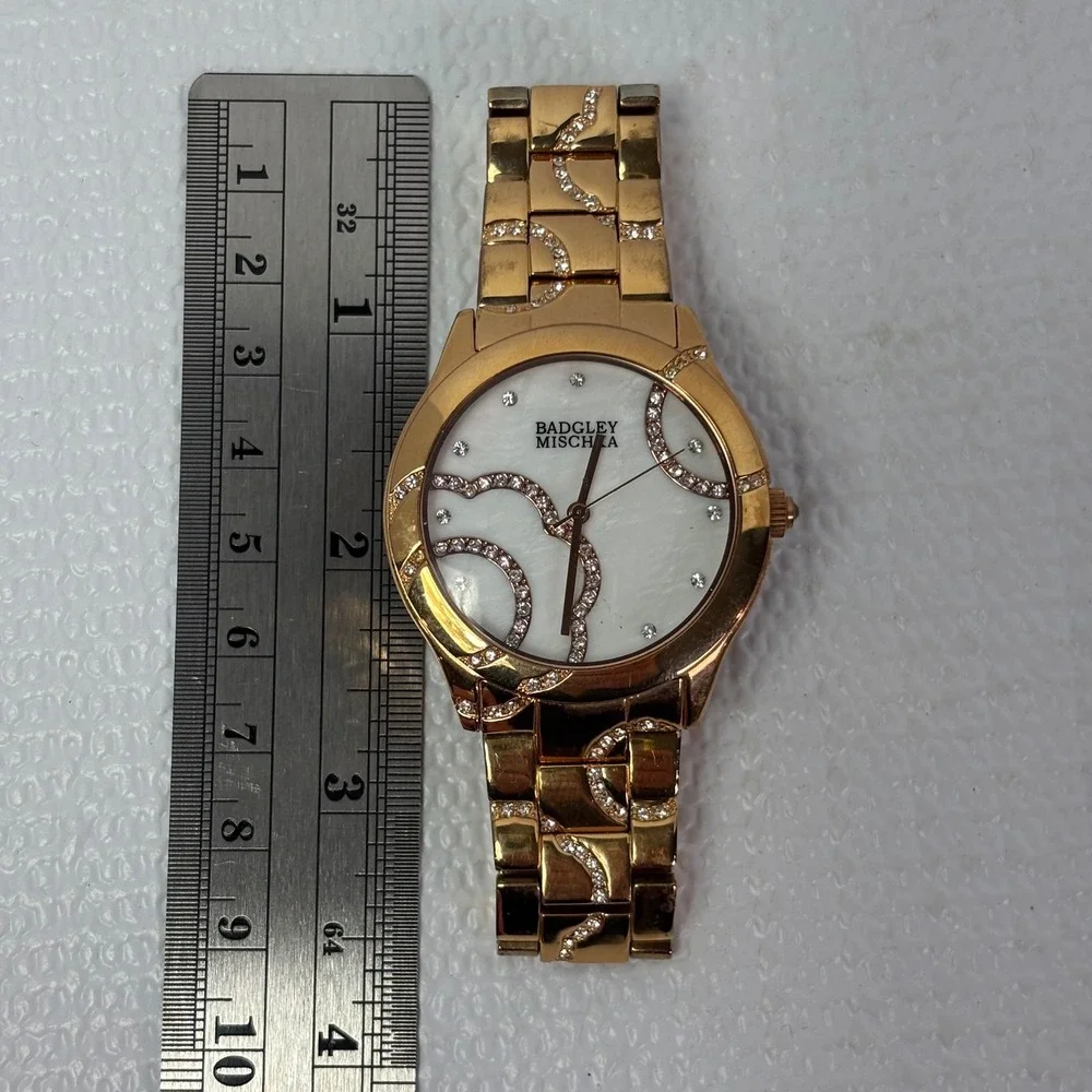 Badgley Mischka Gold Tone Women's Watch‎ Swarovski Crystal Bezel BA1208